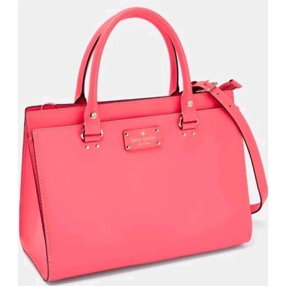Kate Spade NY NEW Wellesley Quinn Pink Leather Satchel Crossbody Handbag Purse